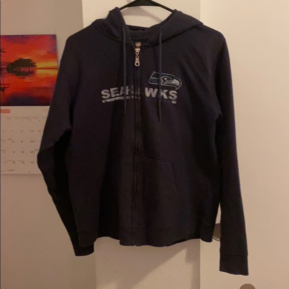 Dark blue Seahawks zip up hoodie